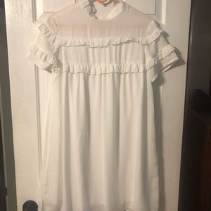 JEUVRE Mini white ruffle dress